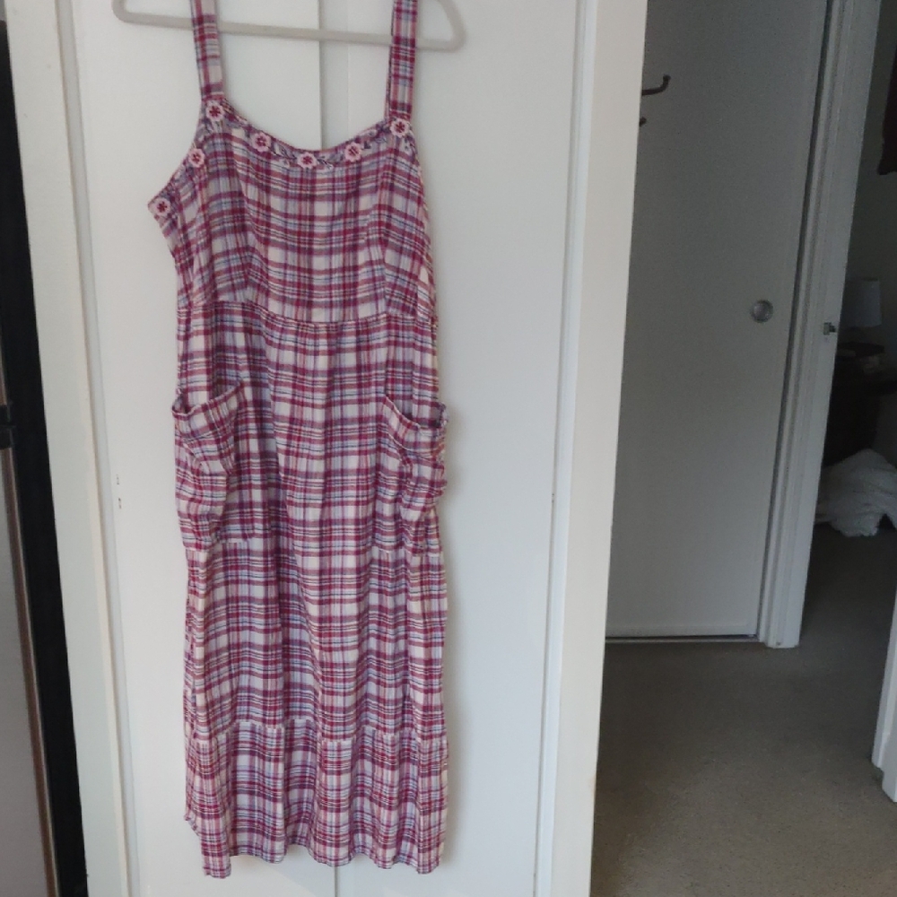 April Cornell Red and Cream Plaid Garment